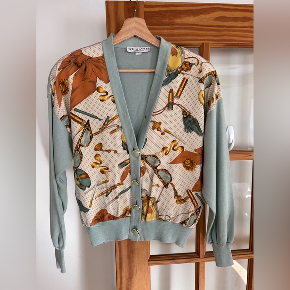 St. John Vintage-Inspired Silk-Knit Cardigan Sweater Dolman Sleeves Small - Picture 16 of 16
